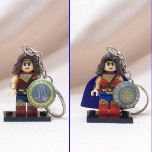 Minifigure Keychain - Custom Wonder Women with & without Cape Shield Marvel New